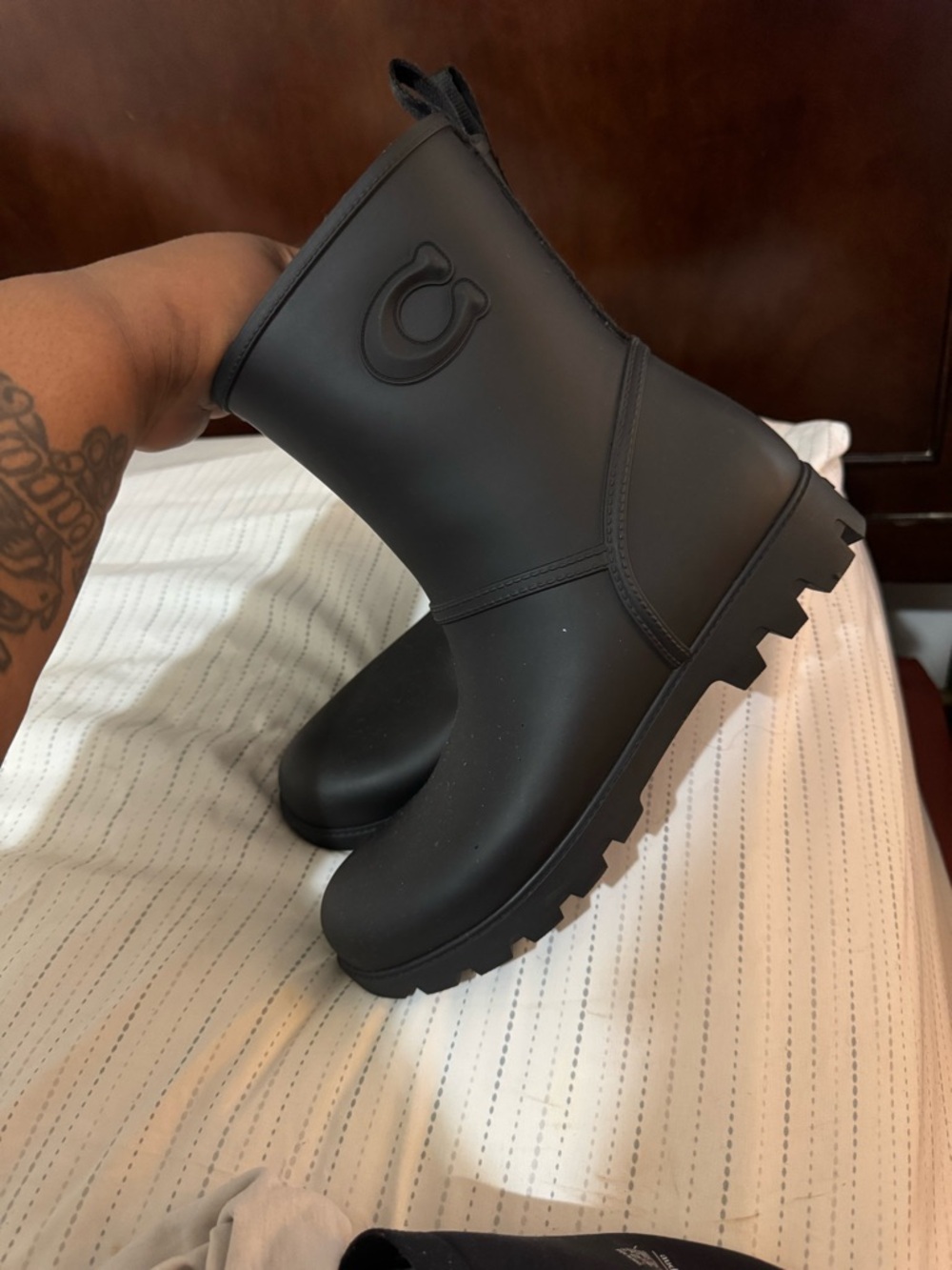Coach Matte Black Lug Sole Rain Boots